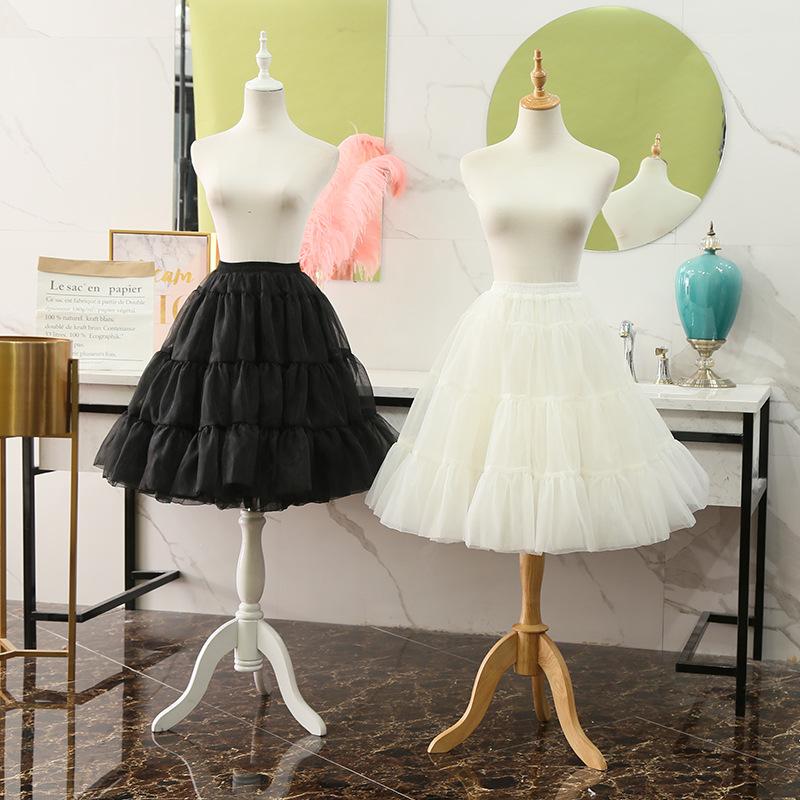 

Puffy Tulle Skirt White Black Soft Organza Underskirt Lolita Faldas Tutu Petticoat Crinoline Wedding Ballet Dance Pettiskirts, Black 58cm