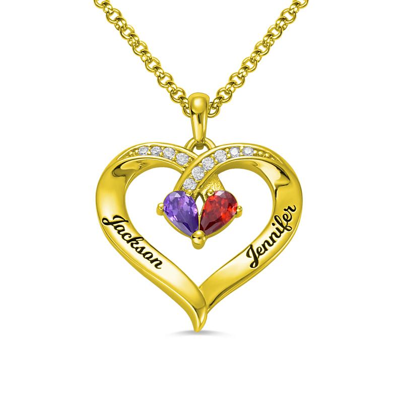

Custom Name Necklaces Forever Birthstone Engraved Necklace Word Gold Plated Personalized Inscription Heart Pendant Choker Chain