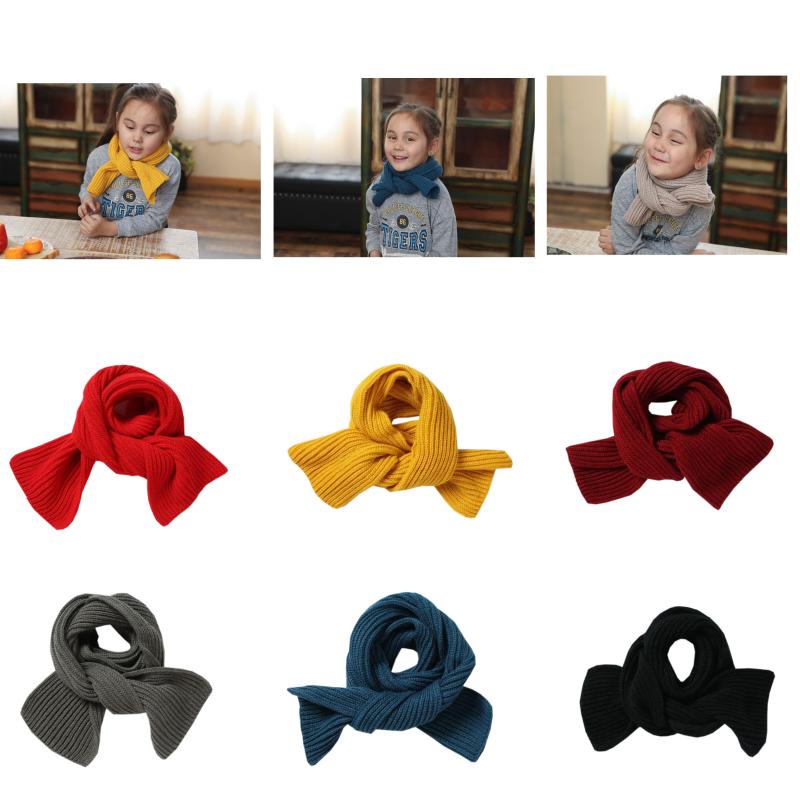 

Scarves Children Solid Knit Scarf Shawl Autumn Winter Neck Warmer Wrap For Kids Girls Boys