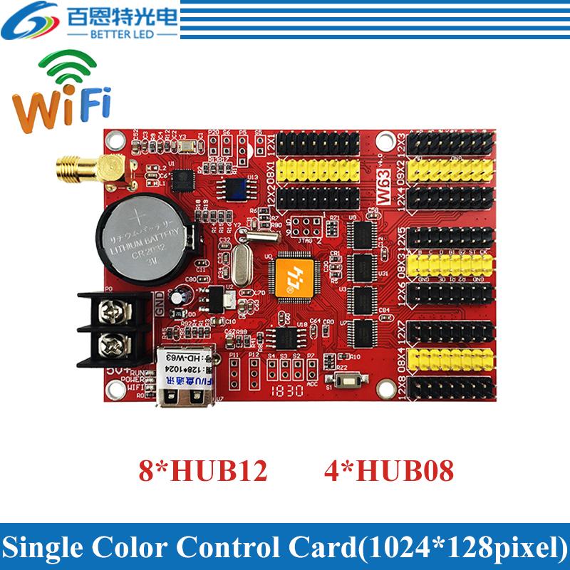 

HD-W63 USB+Wifi 8*HUB12 4*HUB08 Single color(1024*128 pixels) & Dual color(512*128 pixels) LED display control card