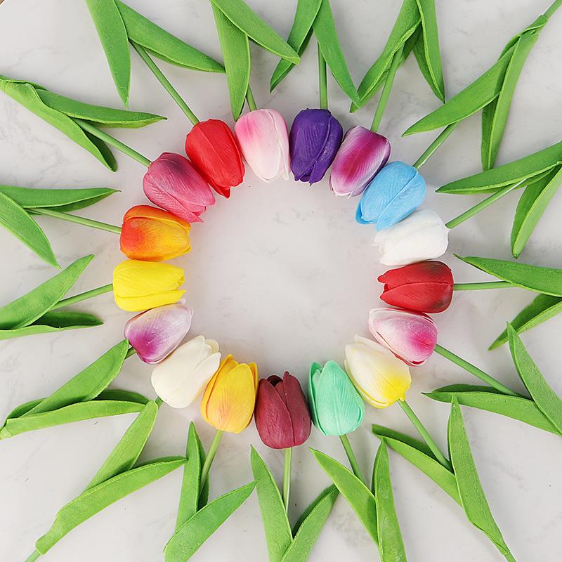 

1pc Mini Pu plastic tulips Artificial Flower Wedding home Decorative flowers Holiday gifts Home Furnishing decoration