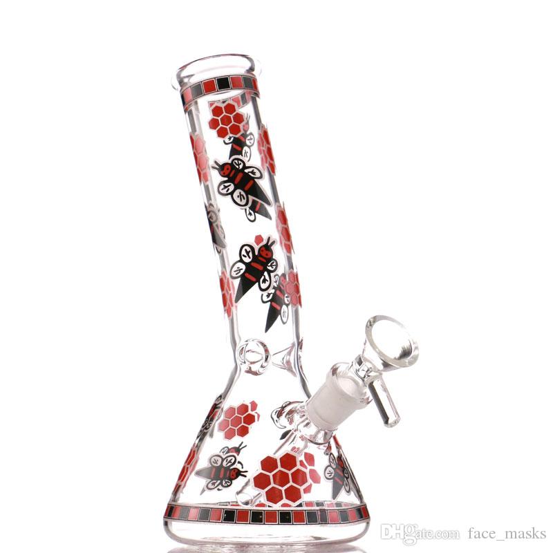 

Hookahs 7.6" recycler glass dab rig mini bee beaker bong Colorful bubbler good function water bongs