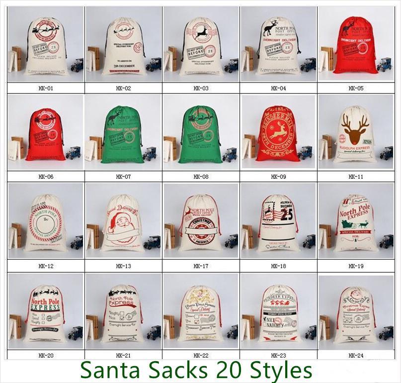 

20pcs Canvas Santa Sack Christmas Gift Bags for Wholesale Large Santa Sack Drawstring Gift Bag Fast Shipping1