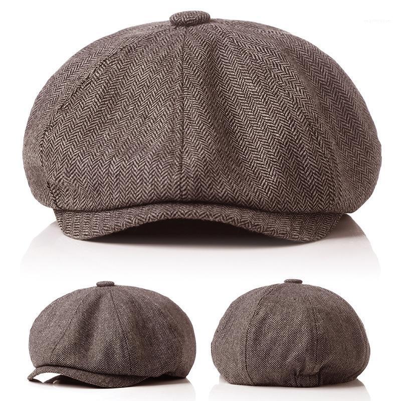 

Fashion Men Berets Hat Autumn New Vintage Herringbone Octagon Caps Women'S Casual Pumpkin Hat Gatsby Flat Berets gorras1, Black