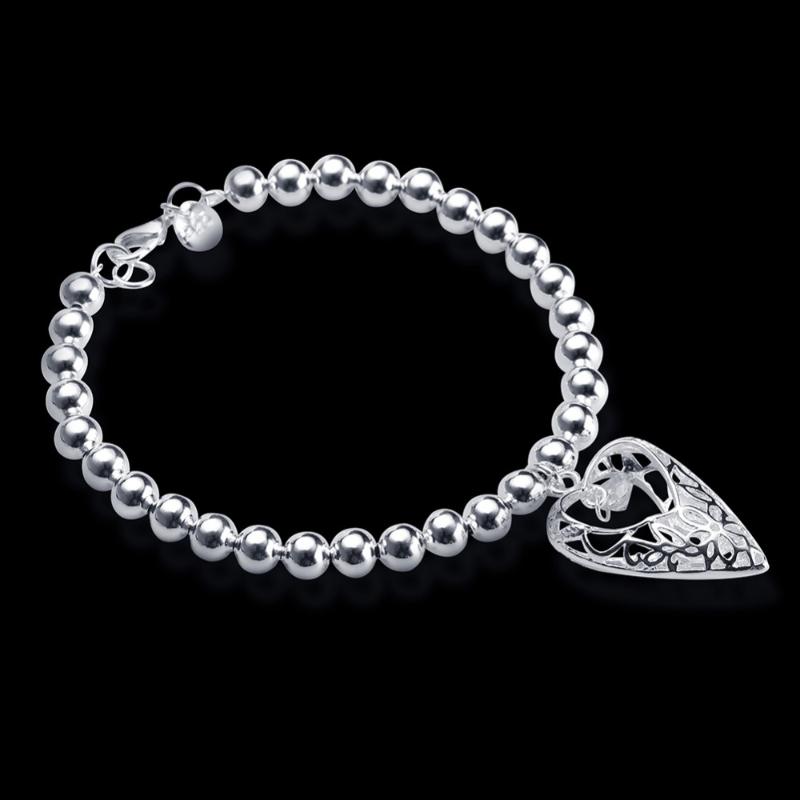 

Hermosa Hollow Out Heart 6mm Beads Bracelet For Women Wholesale Beaded Bracelets 8 Inch Fashion Love Gift