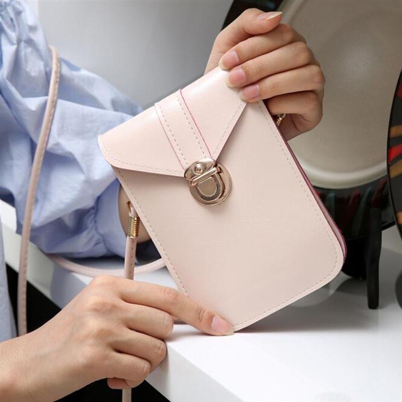 

Women Phone Bag Wallets Leather Shoulder Transparent Bag Student Card Holders Women Handbag Ladies Clutch Purse 2021 New, Brown