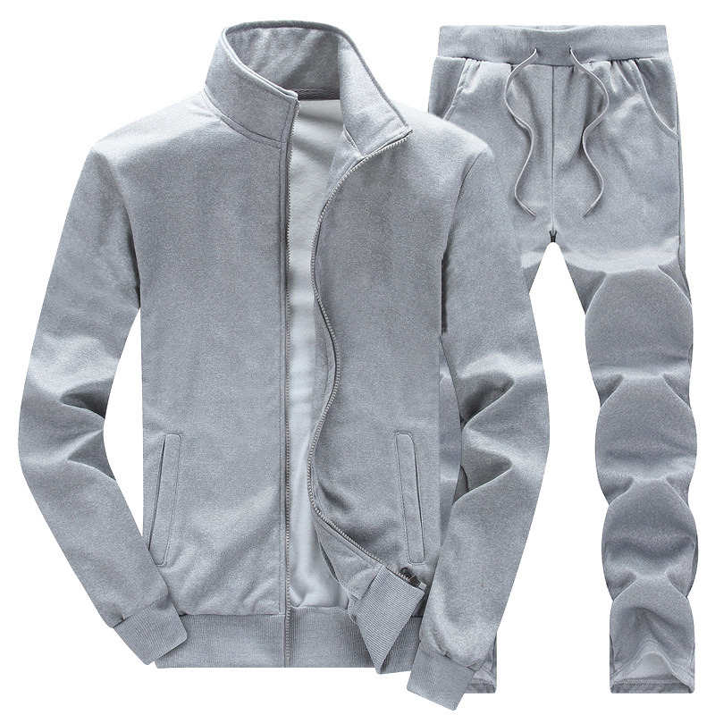 

2020 Parts the 2 Men Fashion Sets of Men's Jerseys Jacket + New Casual Runners Training Letter Printing Sports Clothes Spring Suit, Gray