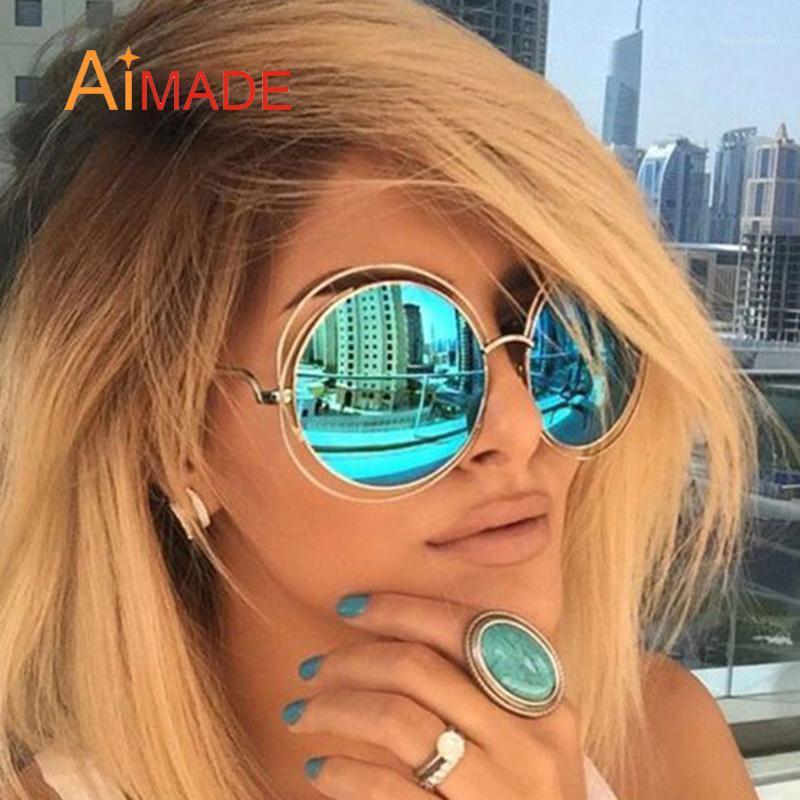 

Wholesale-Aimade Oversized Round Sunglasses Fashion Women Large Size Big Mirror Sun Glasses Lady Female Vintage UV4001