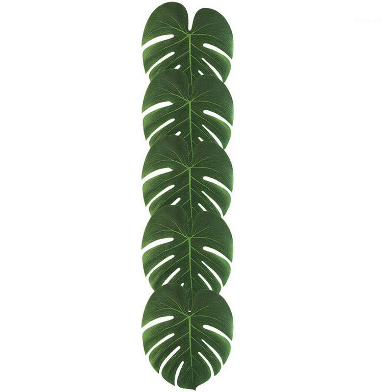 

48Pcs Large Artificial Tropical Palm Leaves, 13.8 By 11.4Inch, Hawaiian Luau Party Jungle Beach Theme Decorations for Table Deco1, Green