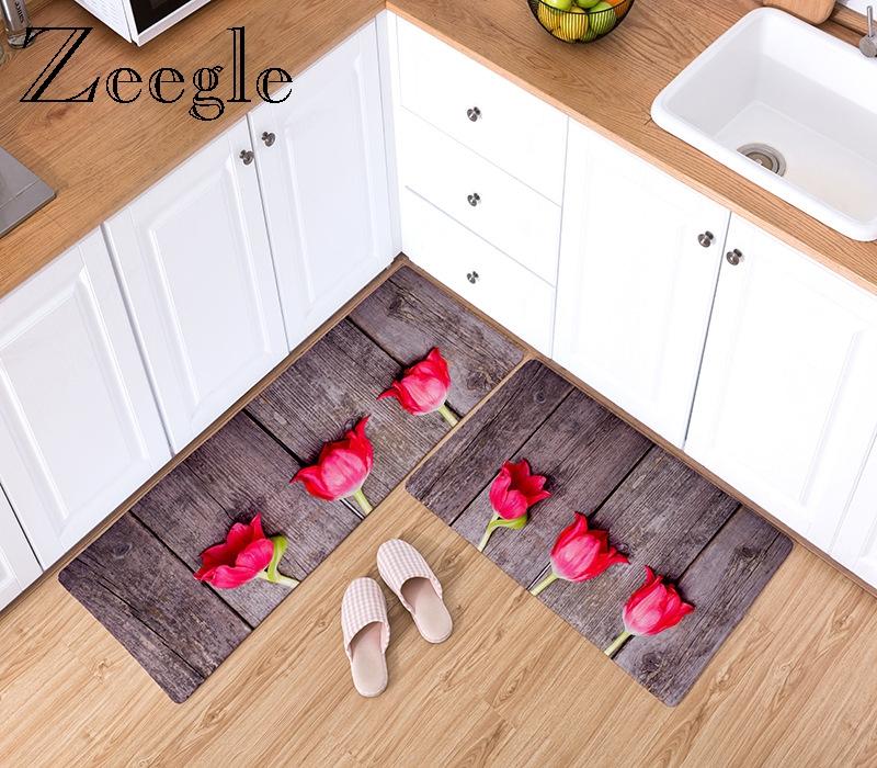 

Zeegle Kitchen Floor Mats Soft Water Absorbent Anti-slip Bath Carpet Bathroom Entrance Doormat Runner Rug Set, Blue