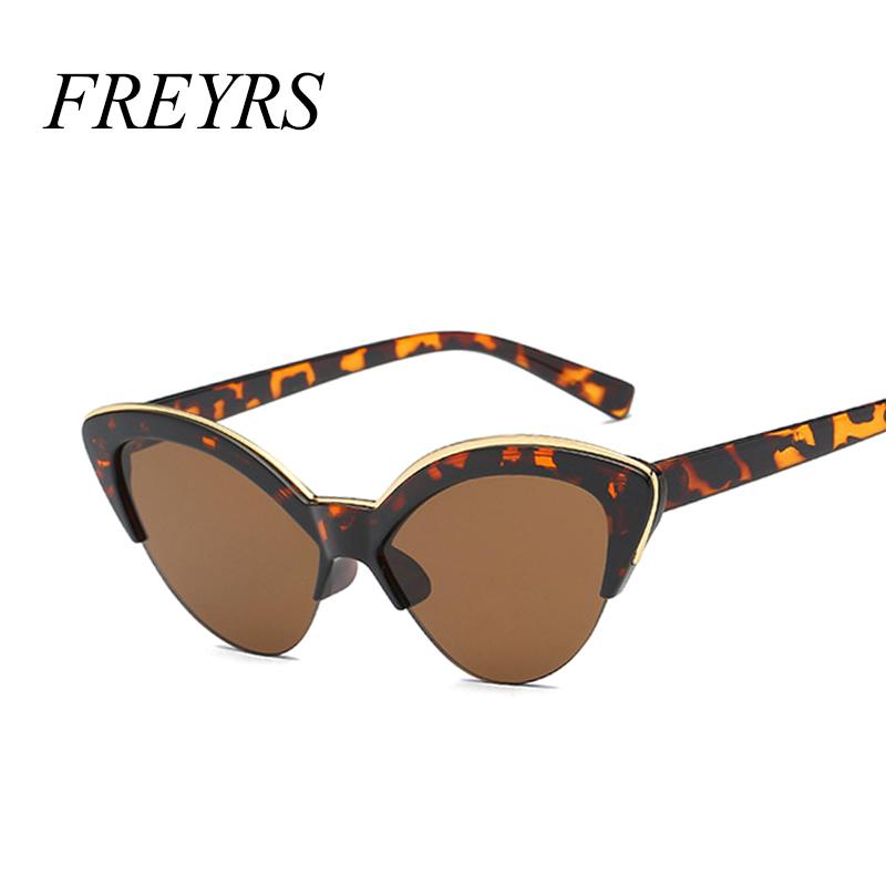 

2020 Unique Half Frame Women Cat Eye Sunglasses Brand Designer Fashion Ladies Purple Tint/Clear Lens Shades 5184F