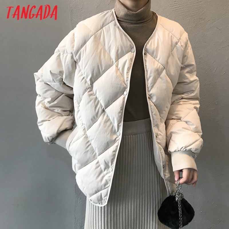 

Tangada Women Solid White Oversize Parkas Buttons Winter Female Warm Coat Korean Overcoat ASF76 210203, 5667-dark blue