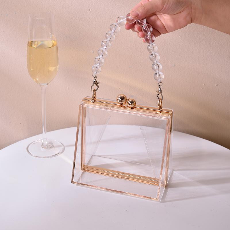 

Evening Bags Luxury Beaded Clutch Purse For Party Designer Transparent Acrylic Elegant Handbags Ceremony Irregular Crossbody