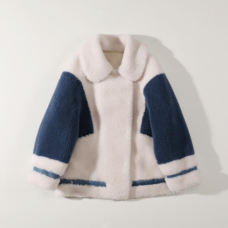 

Lamb Wool Coat Female 2020 Autumn Winter New Grain Lamb Cashmere Medium Length Large Size Composite Fur One Fur, Blue