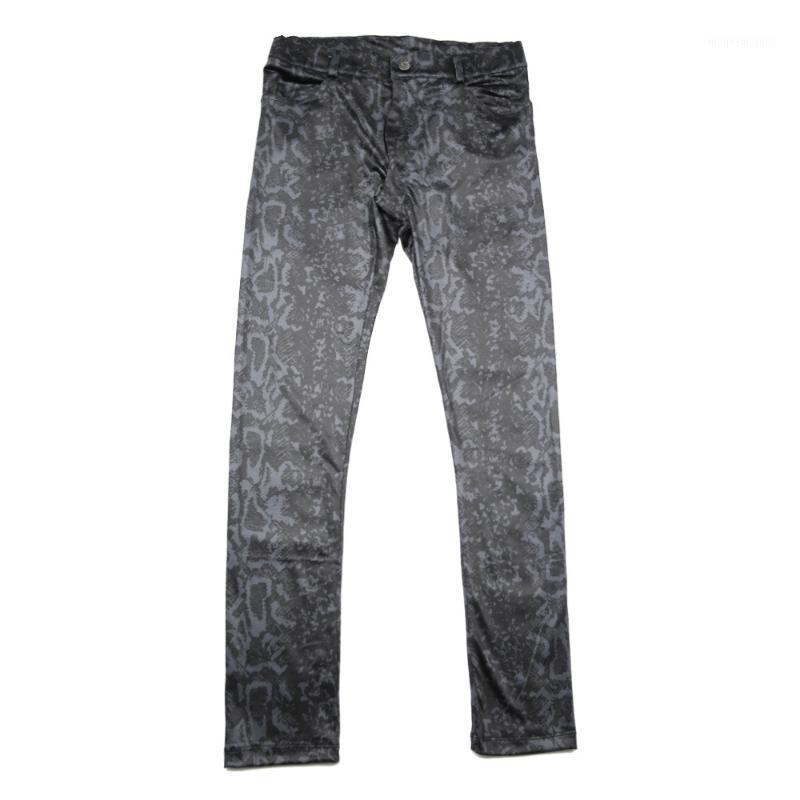 

Men's Tight Trousers Spring Autumn Casual Pencil Pants High Elasticity Imitate Snakeskin Grain Soft Breathable Skinny Leggings1, Black