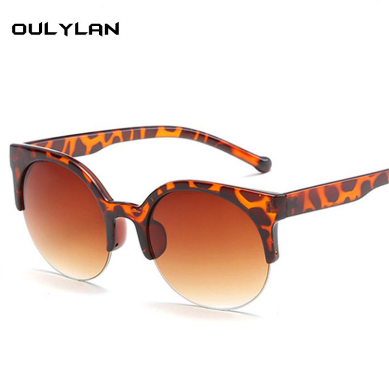 

Oulylan Cat Eye Sunglasses Women Vintage Brand Round Sun Glasses Female Male Half Frame Luxury Designer Glasses Shades UV400