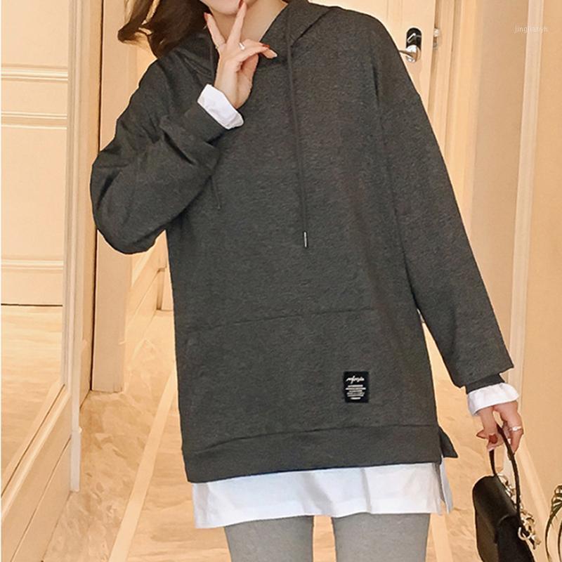 

Skateboarding Hoodies Women Autumn Spring Sport Hoodie Fashion Lady Korean Fake two-piece Hoodie Fitness Sportswear Robe Femme1, Black
