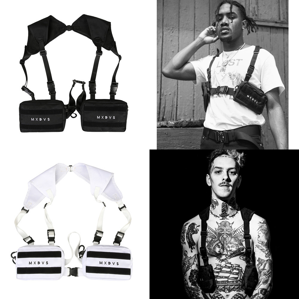 

HBP adjustable Black Vest Hip Hop Streetwear Functional Tactical Harness Rig Kanye West Waist Pack Chest Bag Fashion Nylon Q1221, Black chest bag