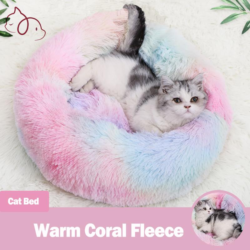 

Plush Cat Bed for Cats House Dog Bed Cat for Houses Cats Basket Dog Accessories Cushion Lounger Pets