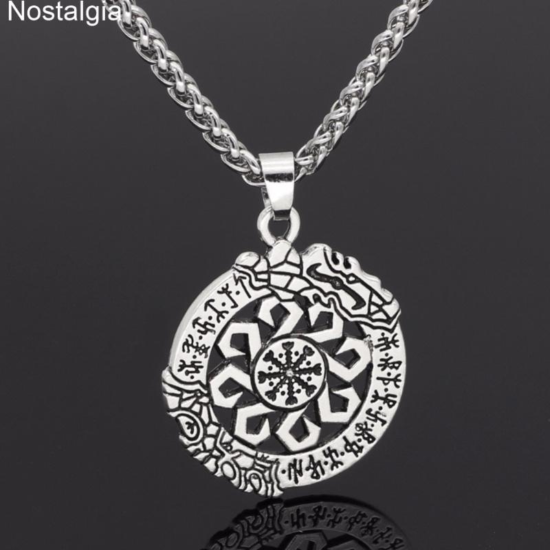

Chains Nostalgia Viking Invincibility In Battle Aegishjalmur Norse Runes Amulet Asatru Vintage Necklace Scandinavian Jewelry
