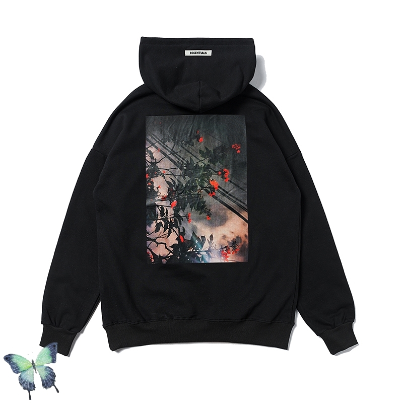 

2021 New Plum Blossom Photo Hoodie Fashion Casual Hoodies Men Women High Street Washed Sweatshirts 6000, Black