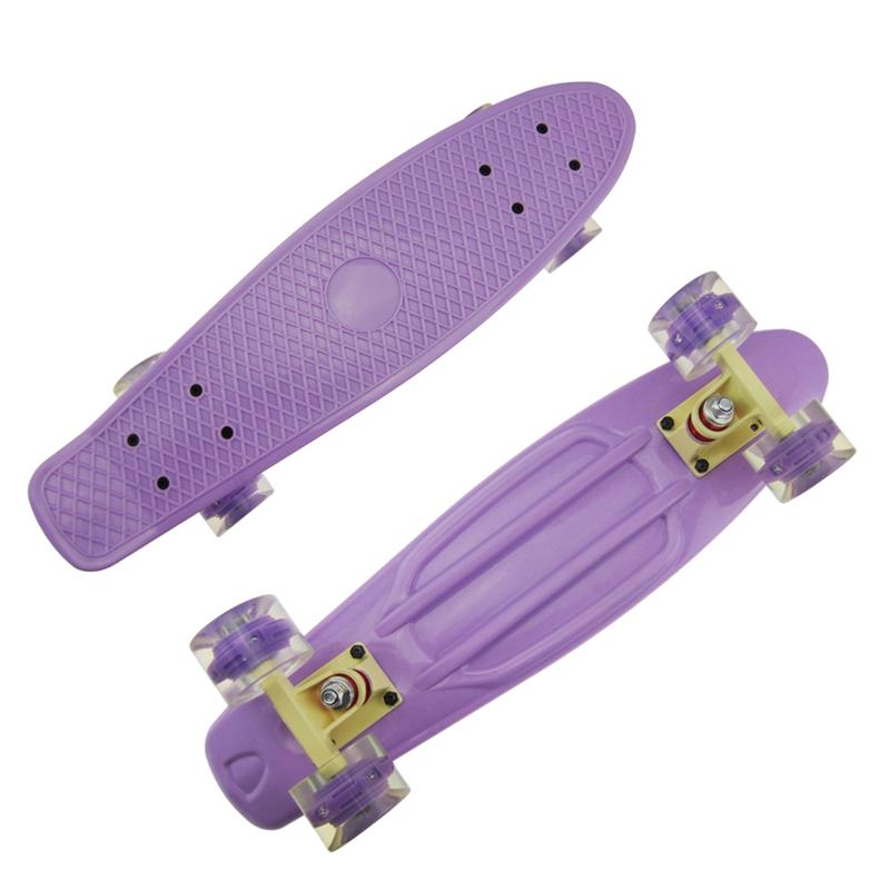 

Skateboard Longboard Four-wheel LED Flashing Mini Cruiser Banana Fishboard ScooterBoard PP Plastic 22 inch Street Outdoor Sports, Pink