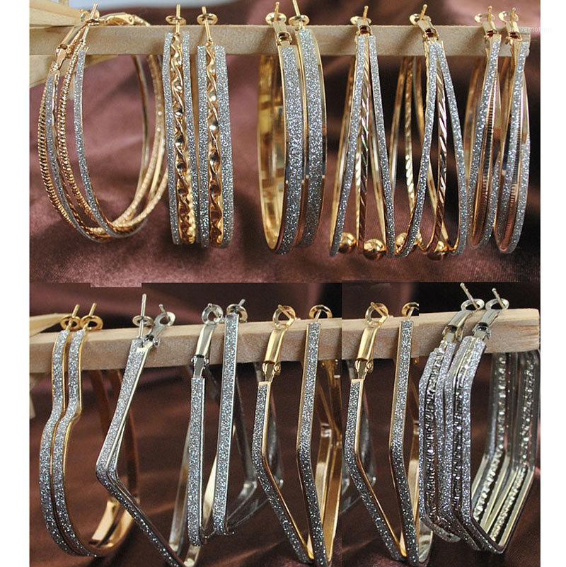 

Wholesale- Wholesale Mix Lot Hoop Earrings Fashion Jewelry Big Hoop Earring for Women 12Pairs/Lot Mixed Designs1