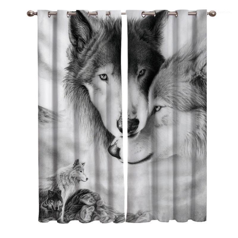 

Wolf Love Black And White Window Curtains Kitchen Outdoor Indoor Decor Kids Swag Window Treatment Valances Girls Bedroom Curtain1, Lxm04103