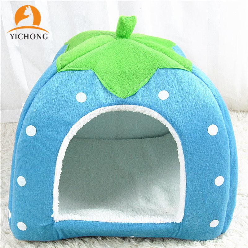 

YICHONG Pet House Foldable Bed Mat Winter Leopard Dog Puppy Sofa Cushion House Kennel Nest Cat Bed For Small Medium Dogs YC214, Purple