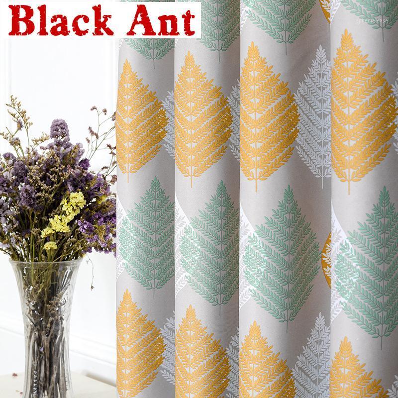 

Nordic Colorful Leaves Curtain for Living Room Blackout Curtain for Bedroom Rustic Drape Green Voile Window Panel X690#401, Green tulle