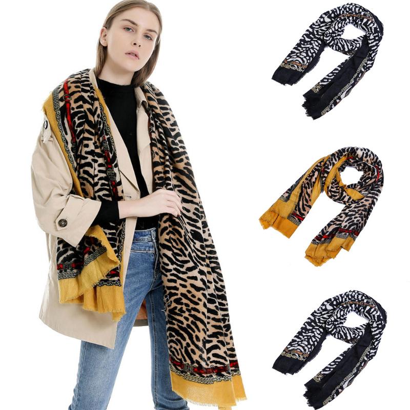 

Scarves Design Winter Thick Scarf For Women Blanket Tassel Lady Shawls And Wrap Animal Leopard Print Cashmere Foulard
