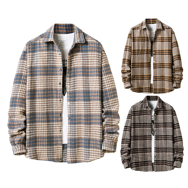

2021 Flannel Plaid Men's Style Jacket New Autumn Casual Long Sleeve Shirt Soft Comfort Slim Fit Styles Brand Plus Size G1z9, Blue