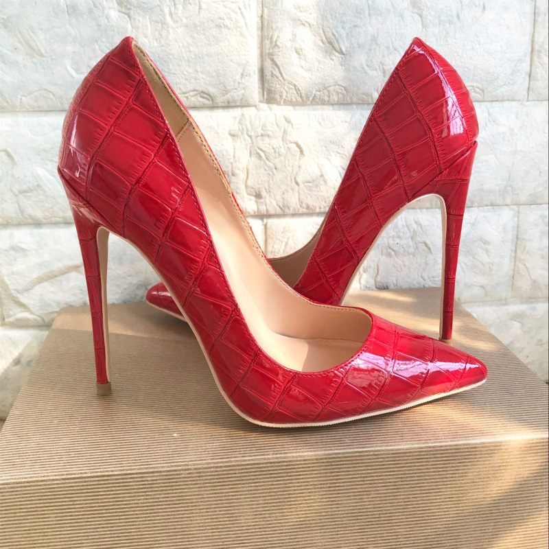 

Free shipping 2020 mode red python Leather Poined Toe Stiletto Leap high heels pump ALTO-SAPATOS SALTO HEET IN A DRESS D100, 37