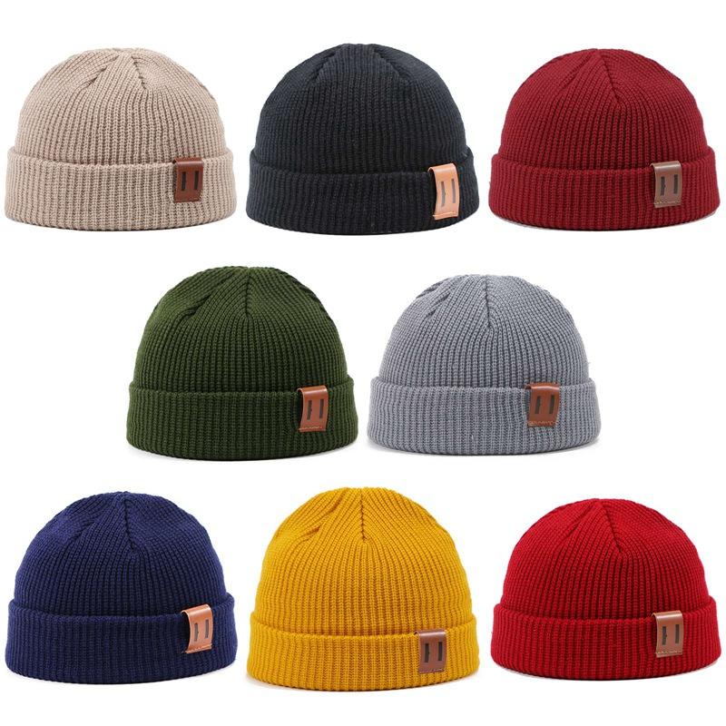 

2020 Winter Men Knitted Hat Beanie Skullcap Sailor Cap Cuff Brimless Unisex Women Beanie Hat, By