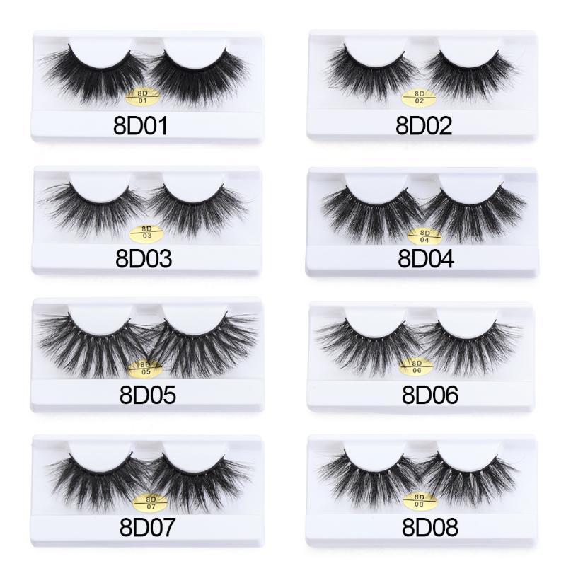 

1Pair 25MM False Eyelashes 8D Thick Long Mink Hair Fake Eyelashes Wispies Fluffies Criss-cross Eye Lashes Eye Makeup Tools
