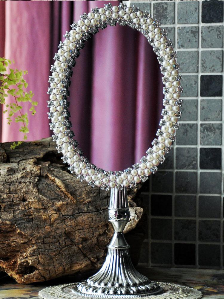 

Vintage Baroque pearl rhinestone Photo frame makeup mirror Home desktop Decoration Christmas Valentine's Day March 8th gift