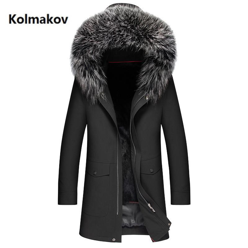 

2020 Winter Men's Classic trench coat fur collar Jackets Men Casual hooded bladder Jacket Male Parkas size -4, Black fur collar
