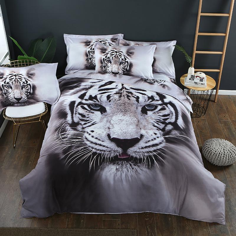 

White Tiger 3D Print Animal Comforter Bedding Set Queen  Single Duvet Cover Set Pillowcase Home Textile Luxury Bedclothes