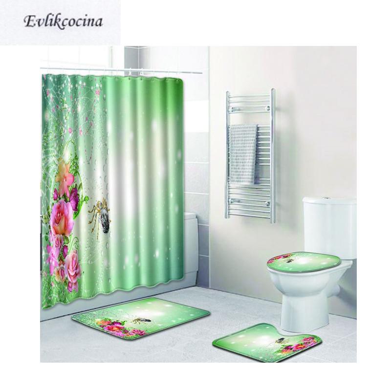

Free Shipping 4pcs Scenic Casa De Banho Banyo Bathroom Carpet Toilet Bath Mat Set Non Slip Tapis Salle De Bain Alfombra Bano