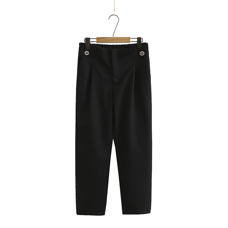 

L-4xl Plus Size Female Solid Elastic at the Waist Ol'long Workwear Ladies Harem Pants 8xt1, Black