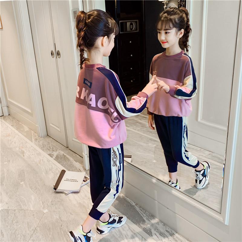 

Kids Girls Sport Suit Teenage Autumn Winter Clothes Set Long Sleeve Top & Pants Casual 6 7 8 9 10 11 12 Years Infant Clothes, Blue