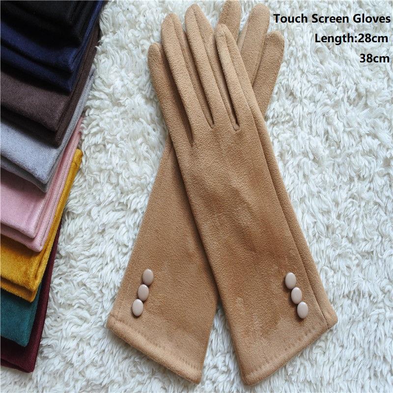 

Fashion Long Gloves Women Mobile Phone Touch Screen Cotton Suede Gloves Winter Thick & Warm Adult Women 28cm 38cm