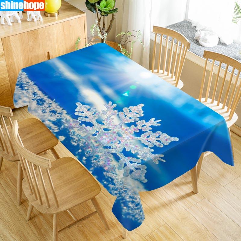 

Christmas Snowflake Table Cloth Oxford Print Waterproof Oilproof Home Rectangular Party Table Cover 100X140cm/140X250cm, Tablecloths 17