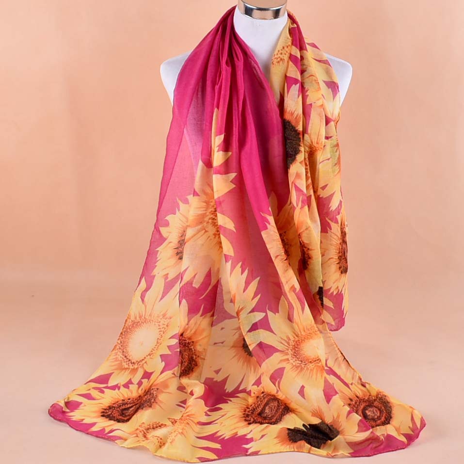 

New style Parisian yarn print scarf wholesale 90*180cm sunflower scarf shawl, Blue;gray