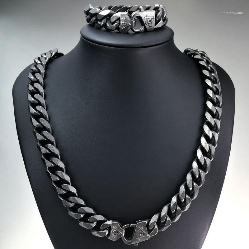 

Chains N396B256 15.7mm Necklace + Bracelet Retro Freemasonry Masonic Mason Chain Heavy Mens 316L Stainless Steel1