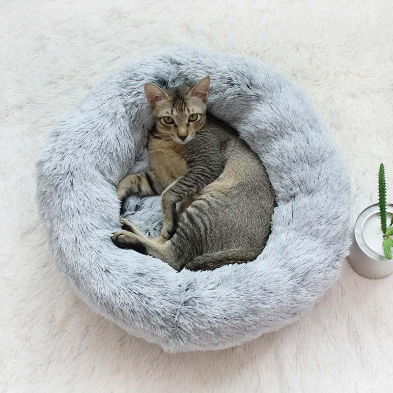 

Warm Fleece Cat Bed Round Pet Lounger Cushion For Small Medium Large Dogs & Cat Winter Dog Kennel Puppy Mat Supplies