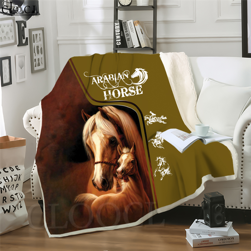 

CLOOCL Animal Arabian Horse 3D Print Harajuku Air Conditioning Blanket Sofa Teens Bedding Throw Blankets Plush Quilt