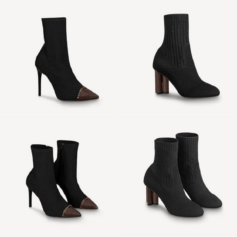 Fashion winter Knitted elastic boots letter Thick heels sexy woman shoes High heel boots fashion outdoors socks boots High Boot s02 PL01