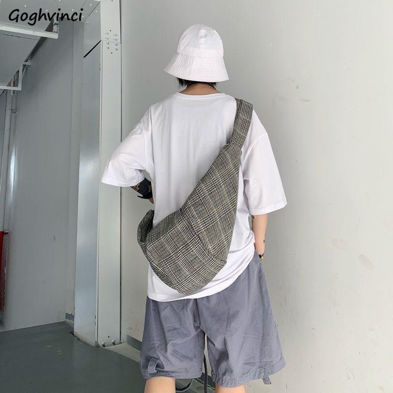 

Shoulder Bags Plaid Cotton Hobos Bandage Crossbody Bag Couple Streetwear Harajuku Vintage Fashion Korean Style Ulzzang New Chic, As shown