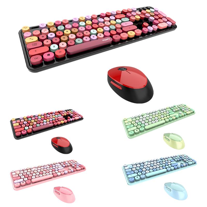 

Multi-color Design Wireless Keyboard Mouse Combos 2.4GHz USB Receiver 1600DPI Office Optical Mice Keypad Set for Windows 7/8/10